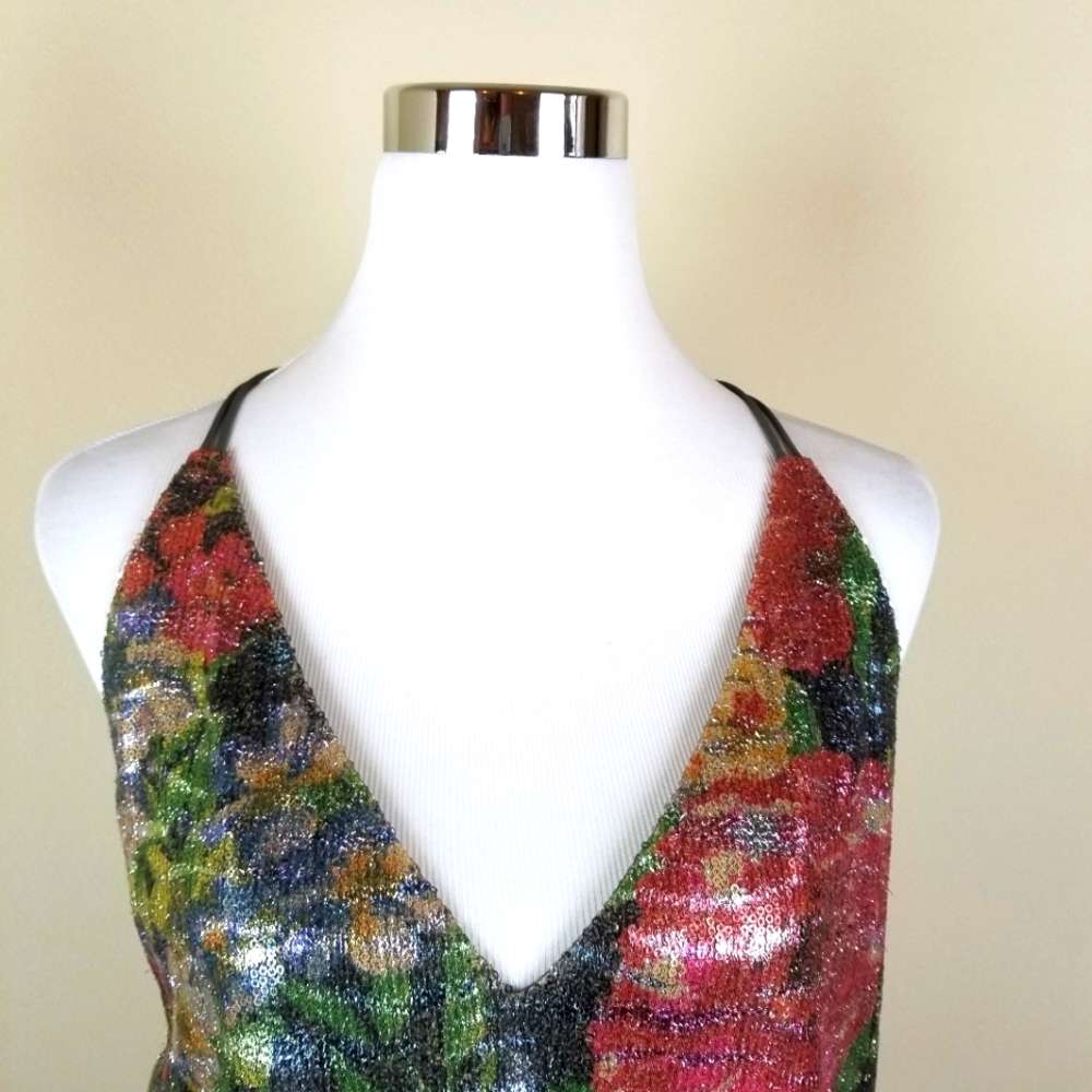 FREE PEOPLE Tangier Floral Sequin Mini Dress Small - Picture 7 of 9